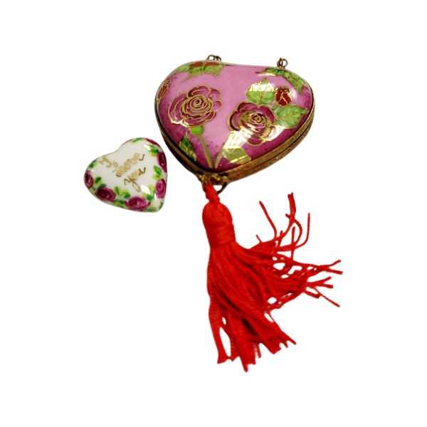 I Love You Heart Tassel Porcelain Limoges Trinket Box Online