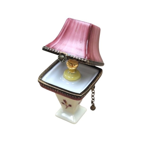 Burgundy Table Lamp Lightbulb Porcelain Limoges Trinket Box Fashion - Image 2